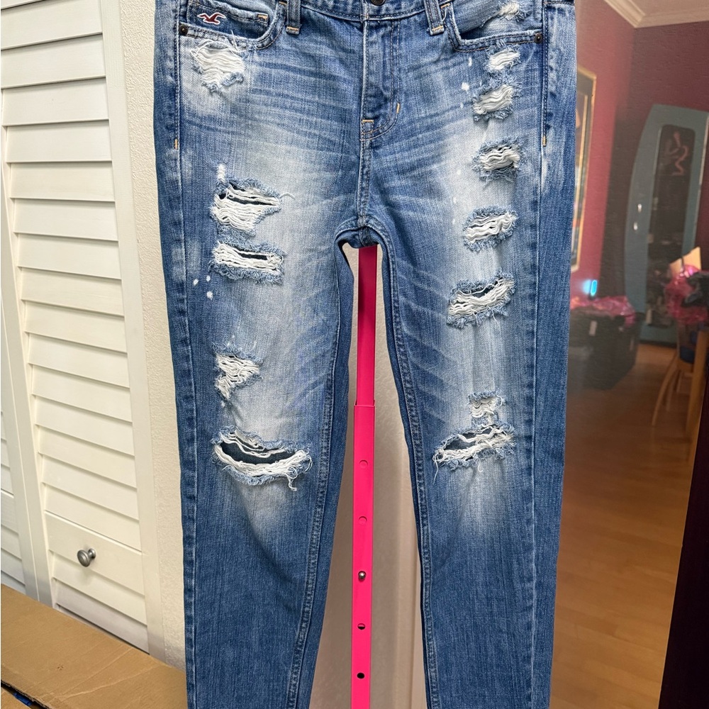 Hollister Distressed Blue girlfriend Jeans